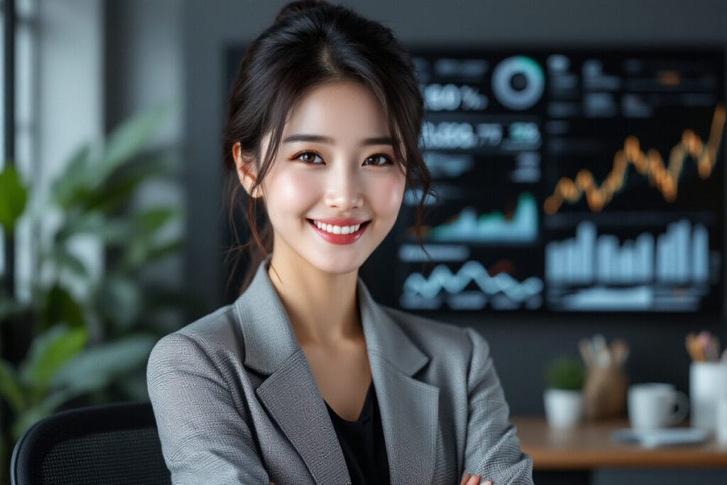 미소짓는 여성의 모습