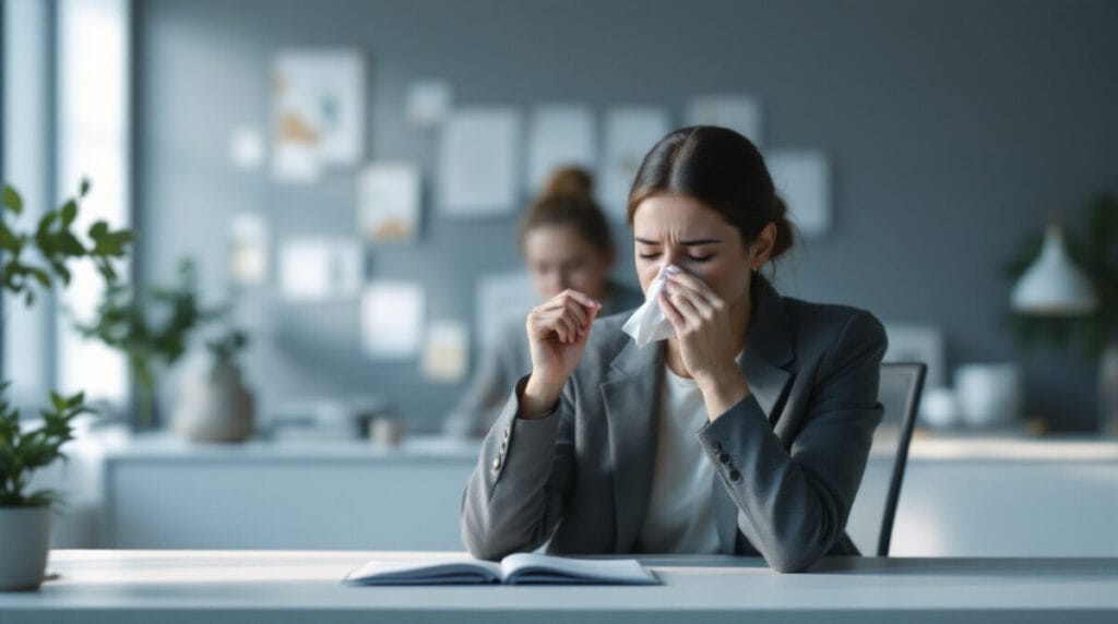 비염으로 고생하는 여성