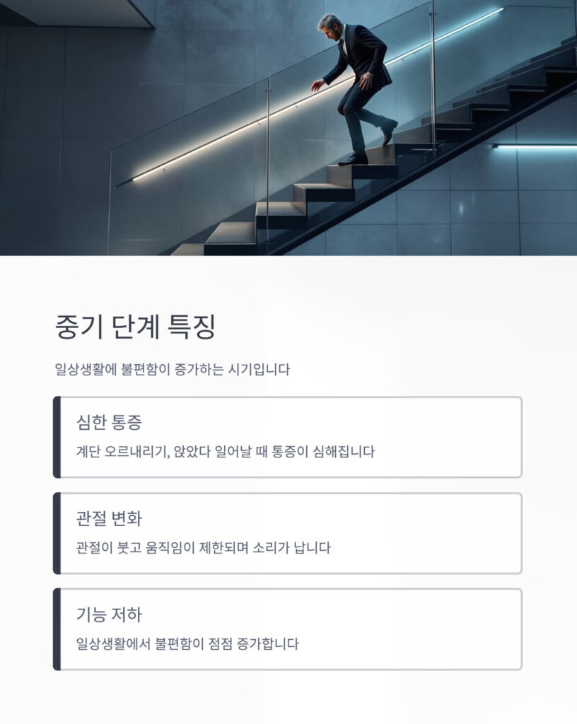 계단을 내려오고 있는 중년 남성