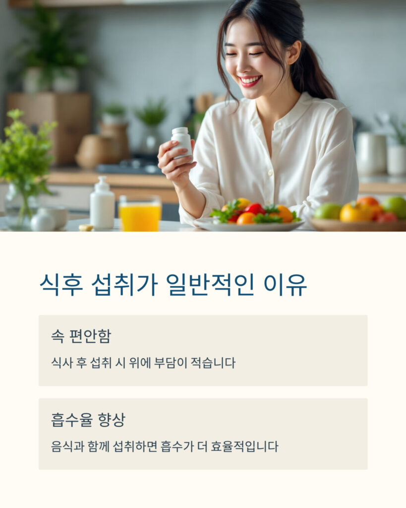식사후 비타민을 섭취하는 여자모습