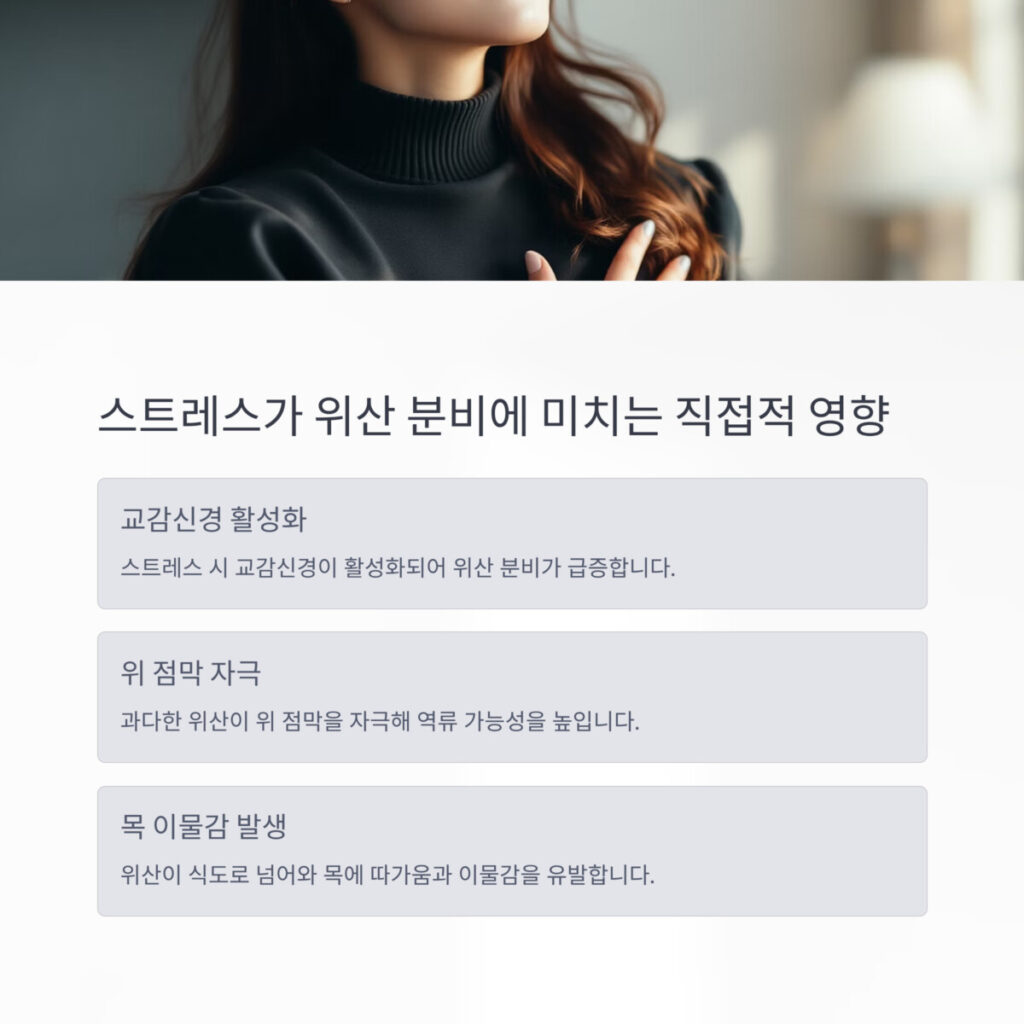 스트레스가 위산 분비에 미치는 영향설명 도표