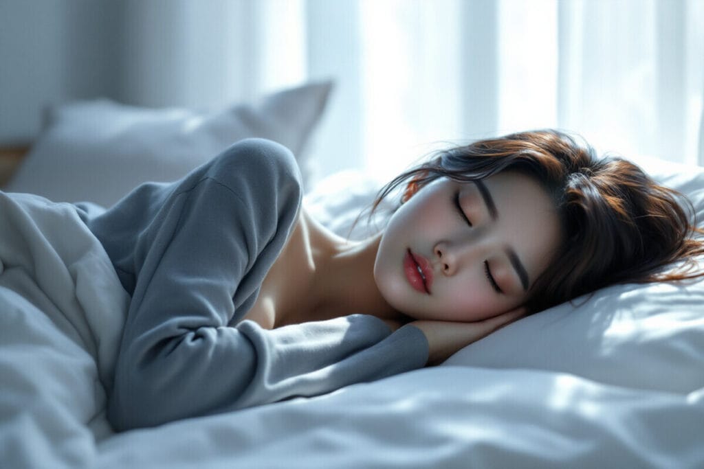 편하게 잠자고 있는 여성