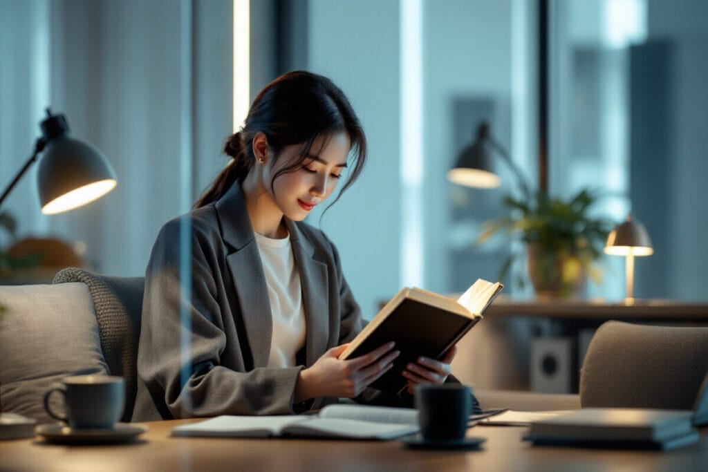 독서중인 여성