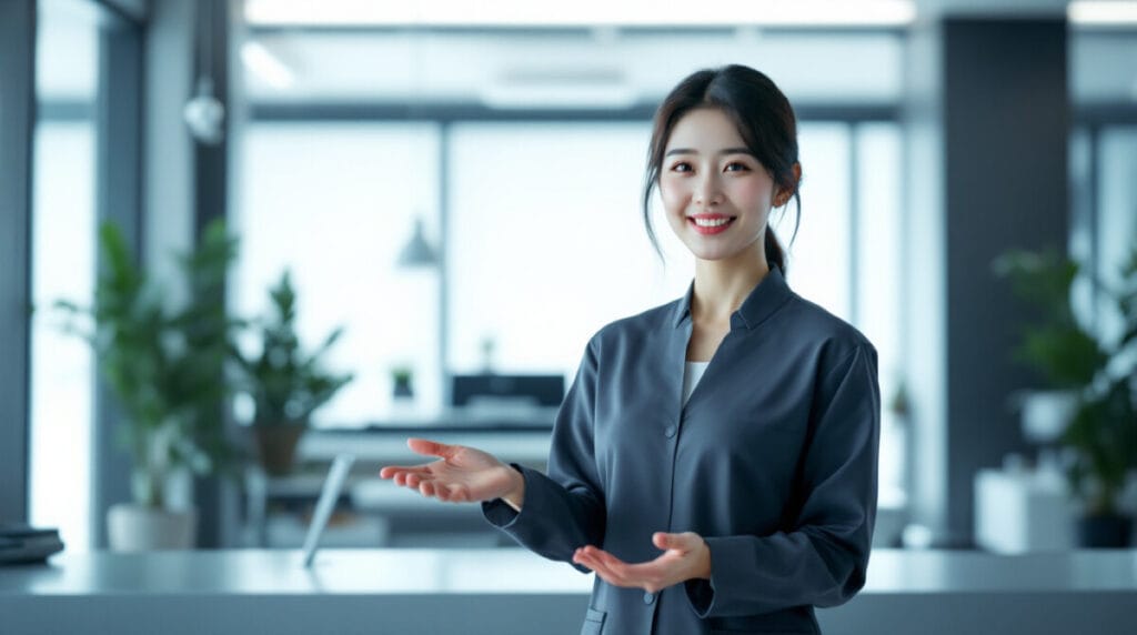 활짝웃고 있는 여성 모습