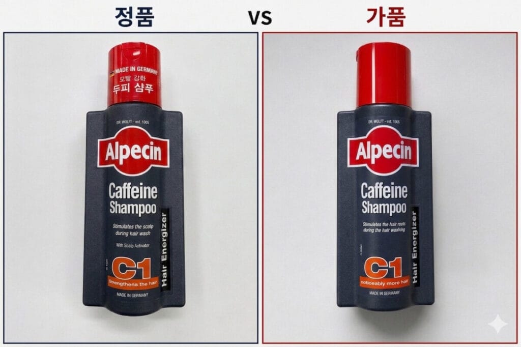 알페신 샴푸 정품 가품 케이스 비교